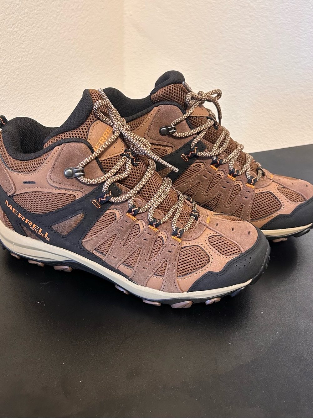 Merrell Crosslander 2 Men’s Hiking Shoes Boulder Brown Orange Trail Mesh Size 9
